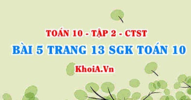 Bài 5 trang 13 SGK Toán 10 tập 2 Chân trời sáng tạo